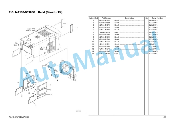 Komatsu WA470-6R Wheel Loader Parts Manual PBEW4706R0-00-5