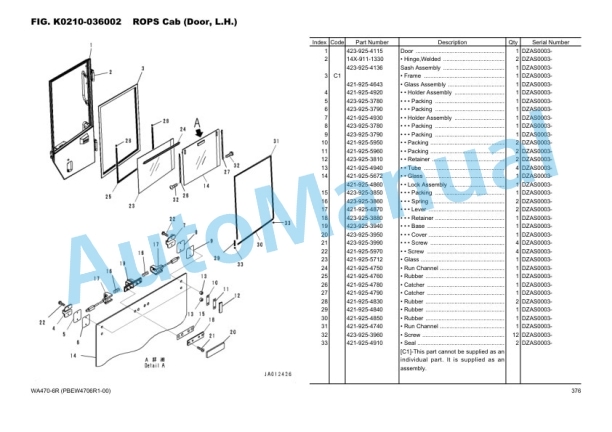 Komatsu WA470-6R Wheel Loader Parts Manual PBEW4706R1-00-4