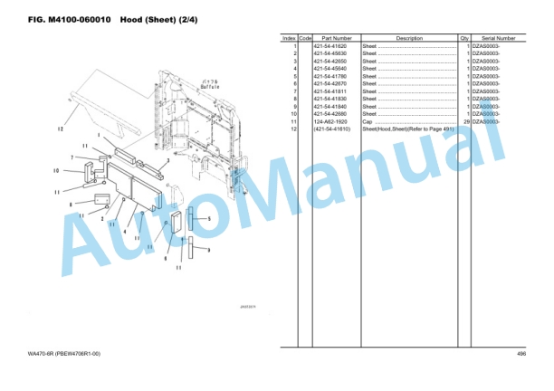 Komatsu WA470-6R Wheel Loader Parts Manual PBEW4706R1-00-5