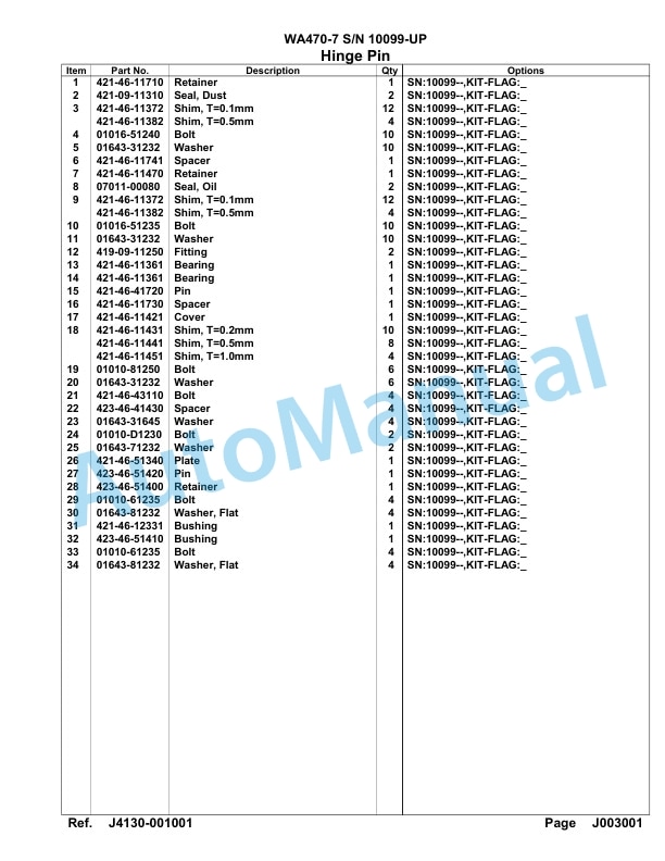 Komatsu WA470-7 Parts Manual 10099-UP-3