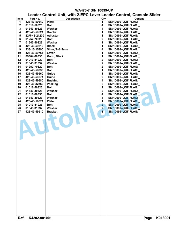 Komatsu WA470-7 Parts Manual 10099-UP-4