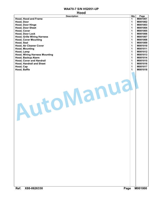 Komatsu WA470-7 Parts Manual H52051-UP-5