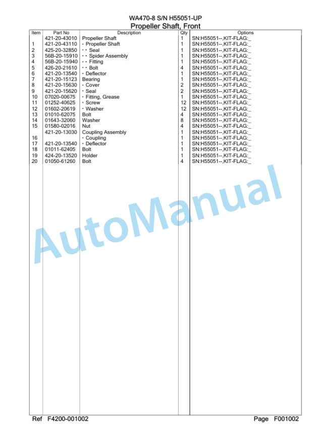 Komatsu WA470-8 Wheel Loader Parts Manual WA00006H-2