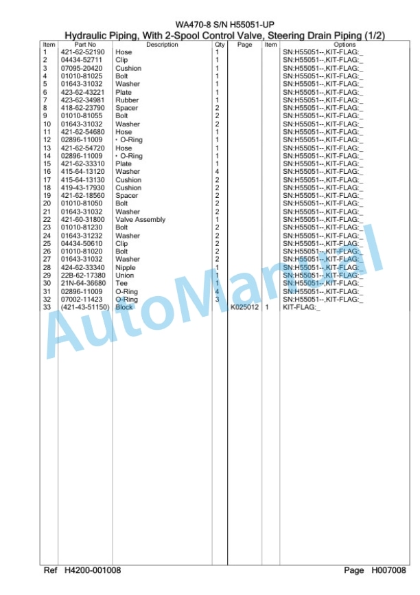 Komatsu WA470-8 Wheel Loader Parts Manual WA00006H-3