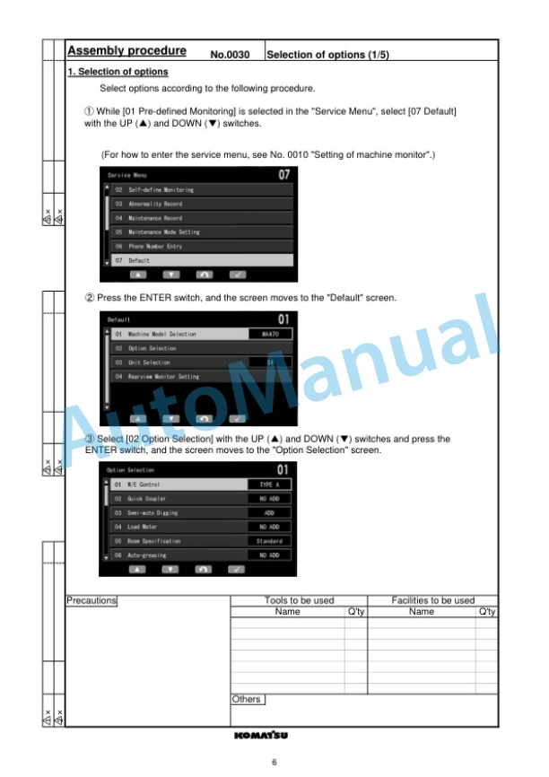 Komatsu WA470-8E0 Wheel Loader Field Assembly Manual GEN00186-00-2