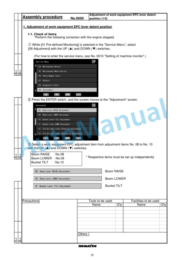Komatsu WA470-8E0 Wheel Loader Field Assembly Manual GEN00186-00-3