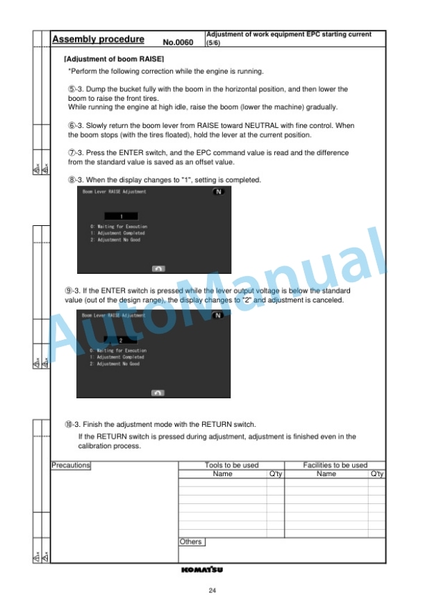 Komatsu WA470-8E0 Wheel Loader Field Assembly Manual GEN00186-00-4