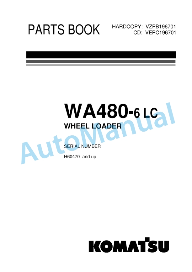 Komatsu WA480-6 LC Wheel Loader Parts Manual VZPB196701