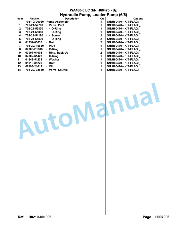 Komatsu WA480-6LC Parts Manual H60470-Up-3
