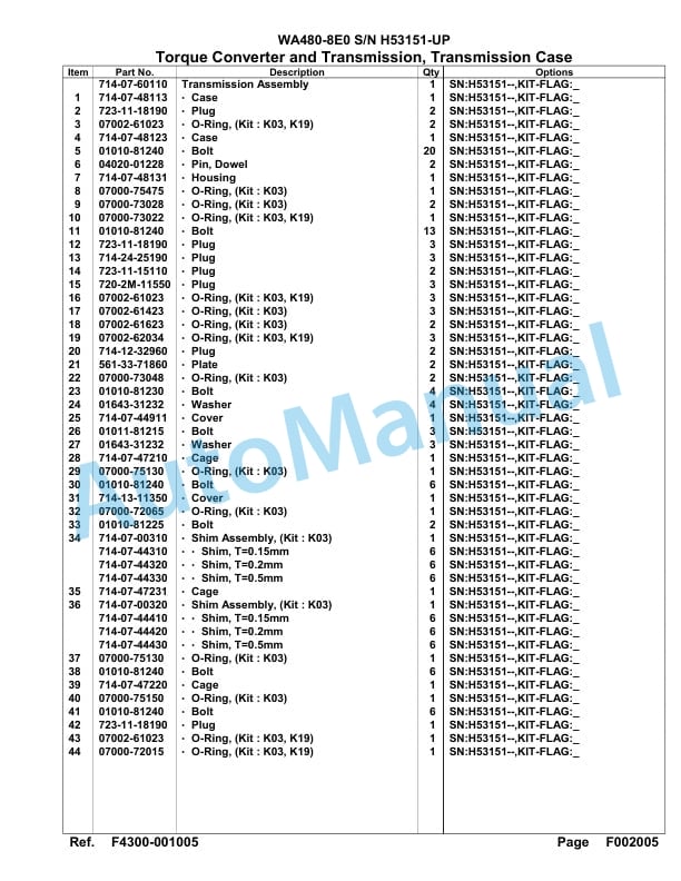 Komatsu WA480-8E0 Parts Manual WA00032H-2