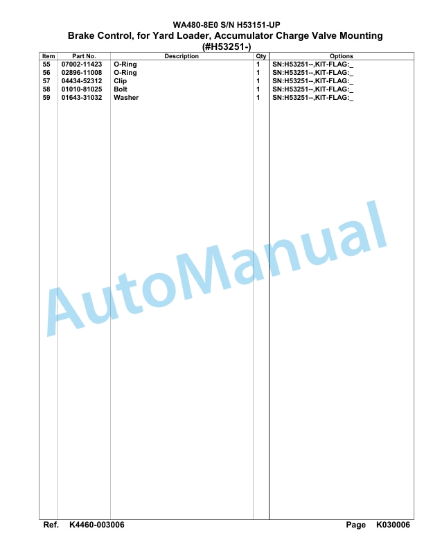 Komatsu WA480-8E0 Parts Manual WA00032H-5