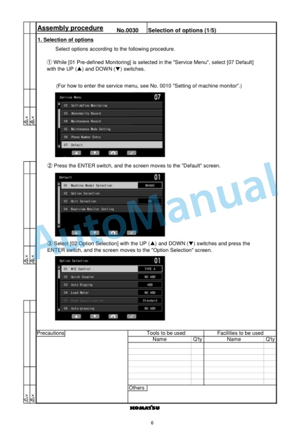 Komatsu WA480-8E0 Wheel Loader Field Assembly Manual GEN00187-00-2