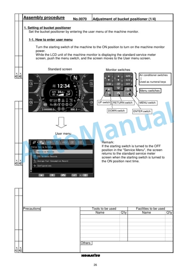 Komatsu WA480-8E0 Wheel Loader Field Assembly Manual GEN00187-00-4