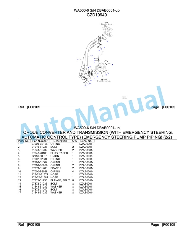Komatsu WA500-6 Parts Manual DBAB0001-UP-2