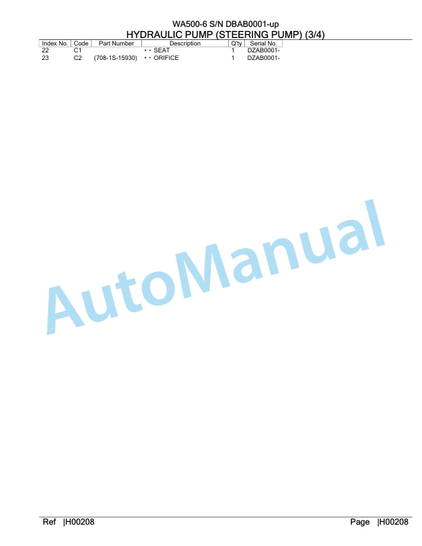 Komatsu WA500-6 Parts Manual DBAB0001-UP-3