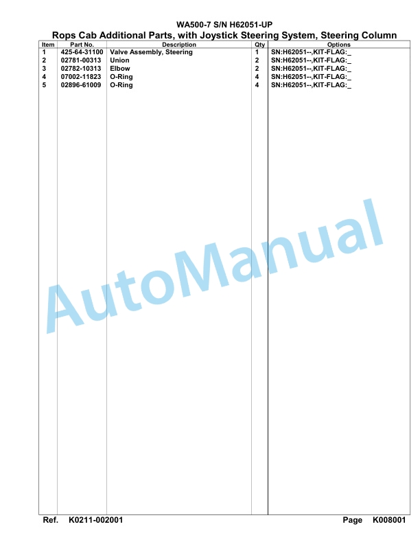 Komatsu WA500-7 Parts Manual H62051-UP-4