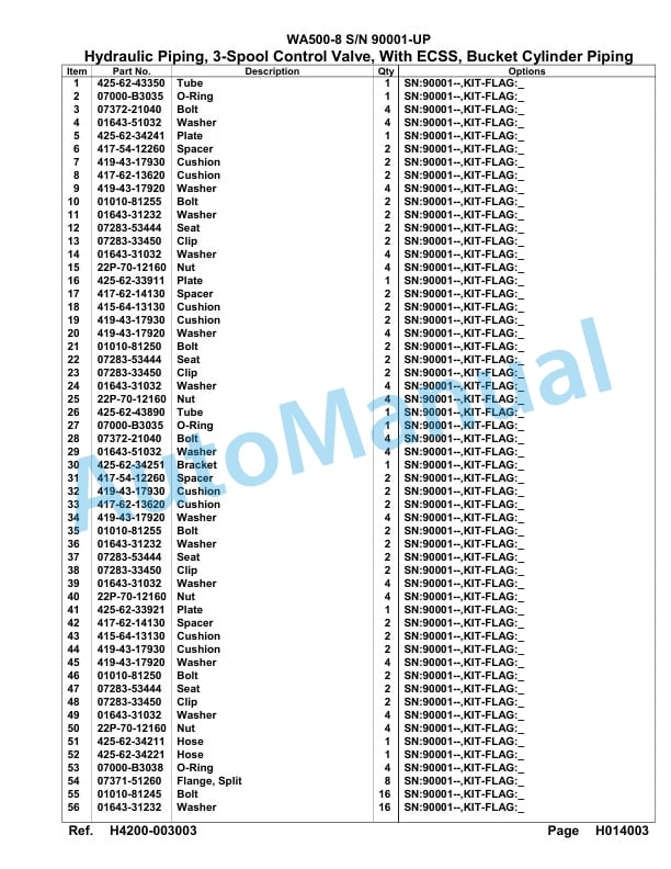 Komatsu WA500-8 Parts Manual 90001-UP-3