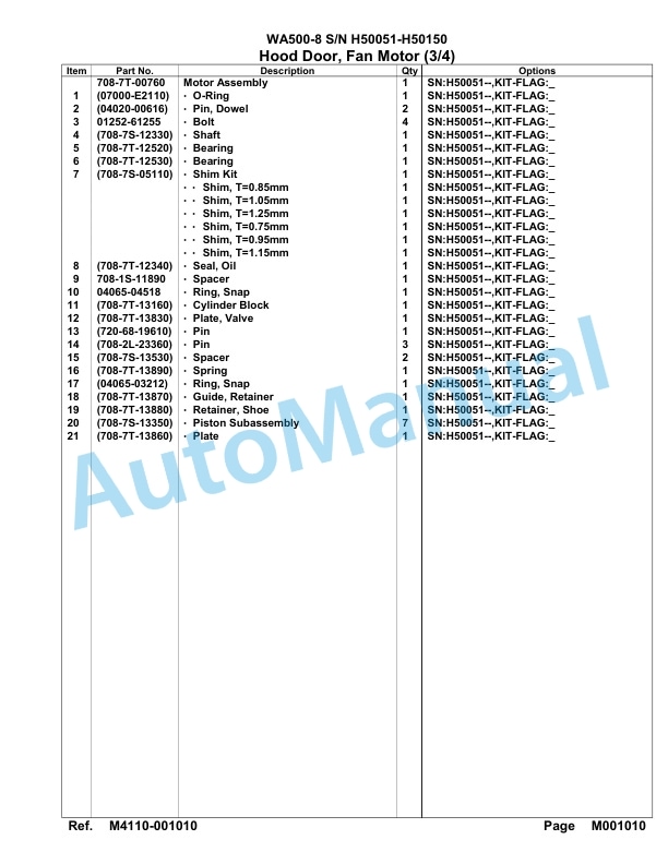 Komatsu WA500-8 Parts Manual - H50051 - H50150-5