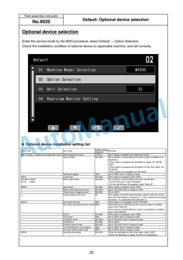 Komatsu WA500-8 Wheel Loader Field Assembly Instruction GEN00140-00-4