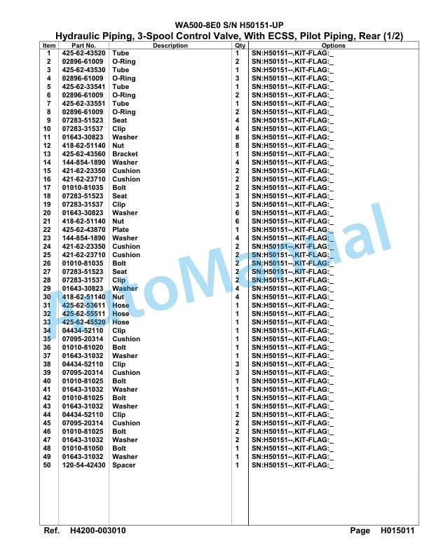 Komatsu WA500-8E0 Parts Manual WA00036H-3