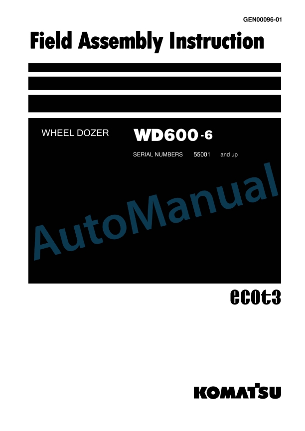 Komatsu WA600-6 Wheel Loader Field Assembly Instruction GEN00096-01