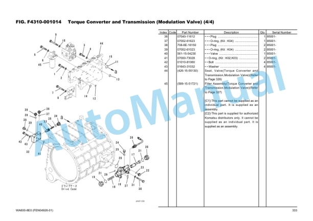 Komatsu WA600-8E0 Wheel Loader Parts Manual FEN04926-01_Volume1-3