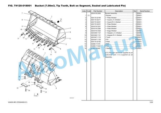 Komatsu WA600-8E0 Wheel Loader Parts Manual FEN04926-01_Volume2-5