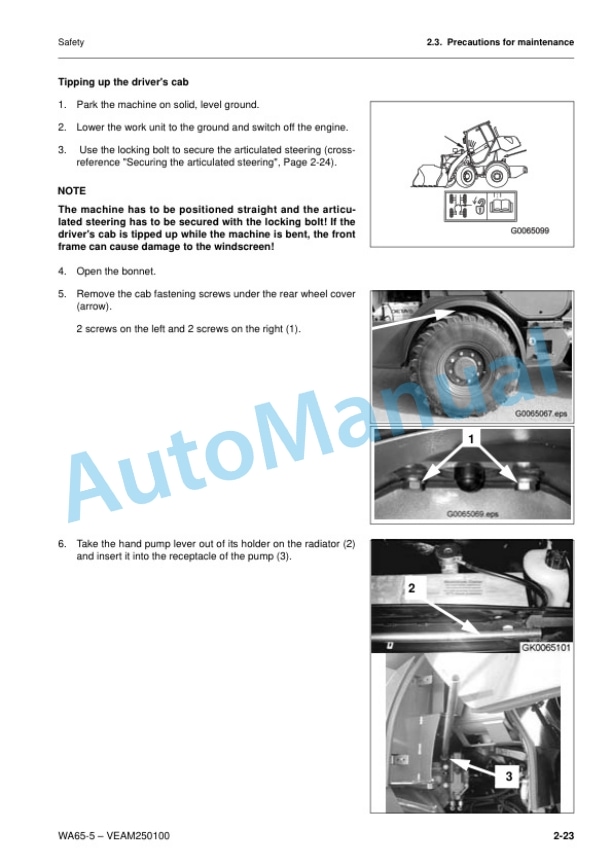 Komatsu WA65-5 Wheel Loader Operation and Maintenance Manual VEAM250100-2