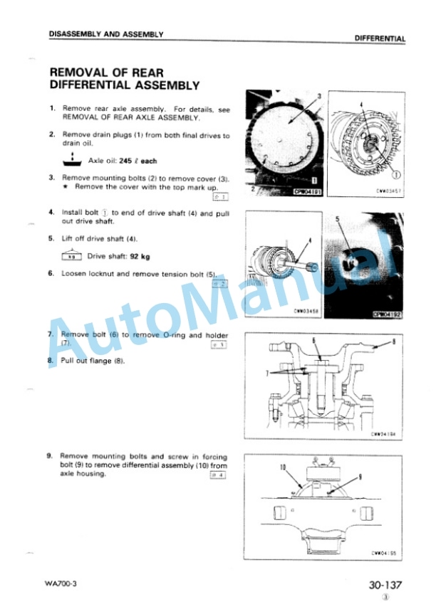 Komatsu WA700-3 Avance Loader Shop Manual SEBM013316-5