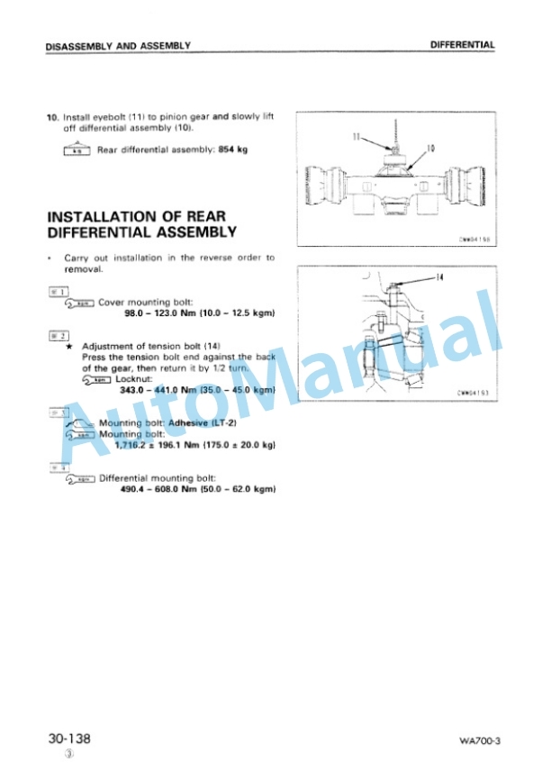 Komatsu WA700-3 Avance Wheel Loader Shop Manual SEBM013314-5