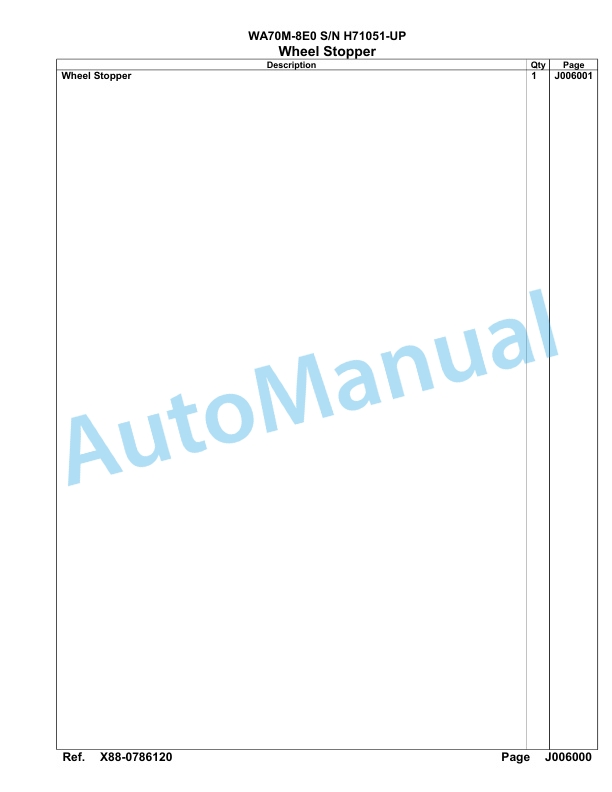 Komatsu WA70M-8E0 Parts Manual WA00043H-3