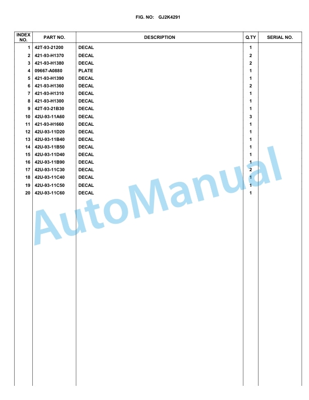 Komatsu WA80-5 Parts Manual WA80-5B-5