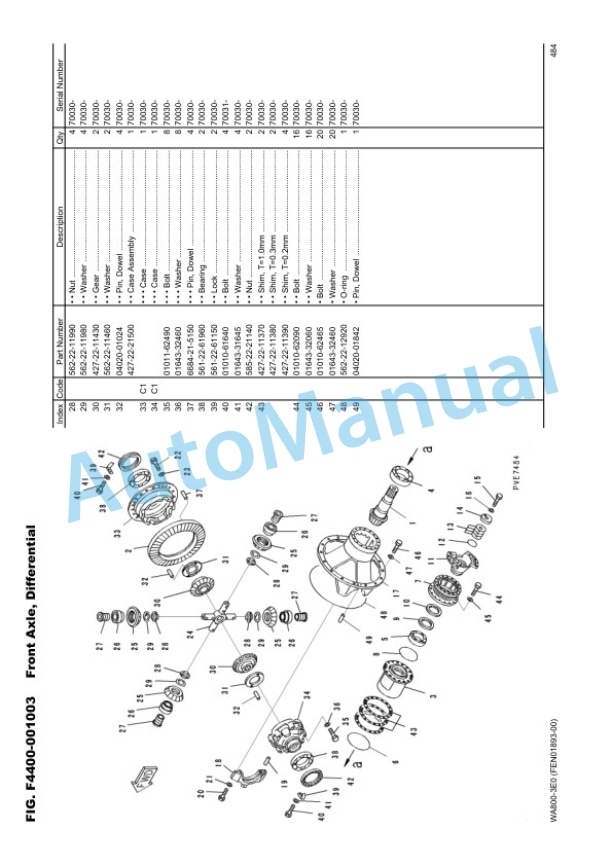 Komatsu WA800-3E0 Wheel Loader Parts Manual EEPC018700-3
