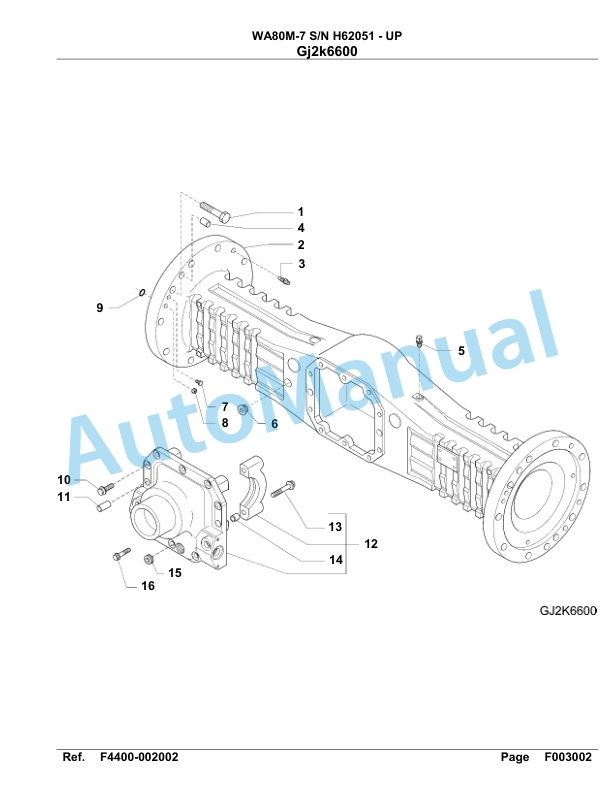 Komatsu WA80M-7 Parts Manual WA00002H-2