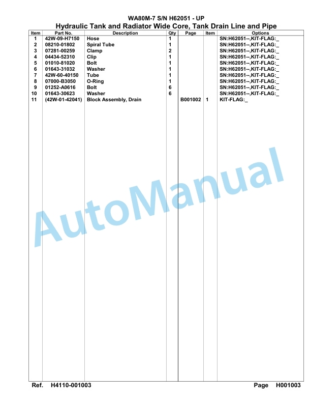 Komatsu WA80M-7 Parts Manual WA00002H-3