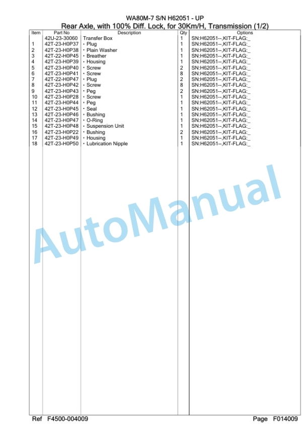 Komatsu WA80M-7 Wheel Loader Parts Manual WA00002H-3