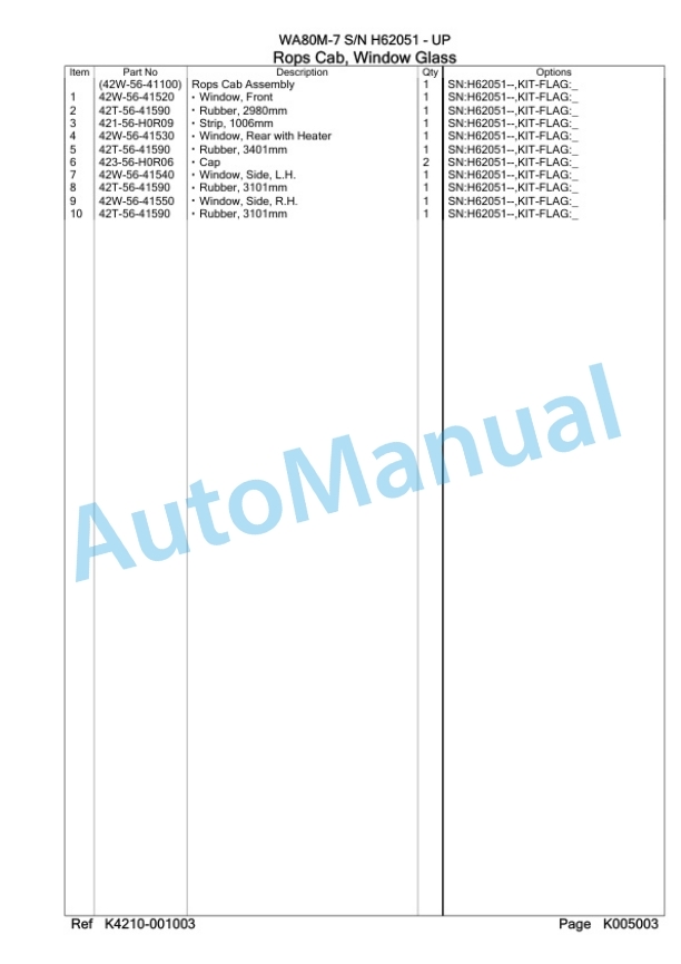 Komatsu WA80M-7 Wheel Loader Parts Manual WA00002H-4