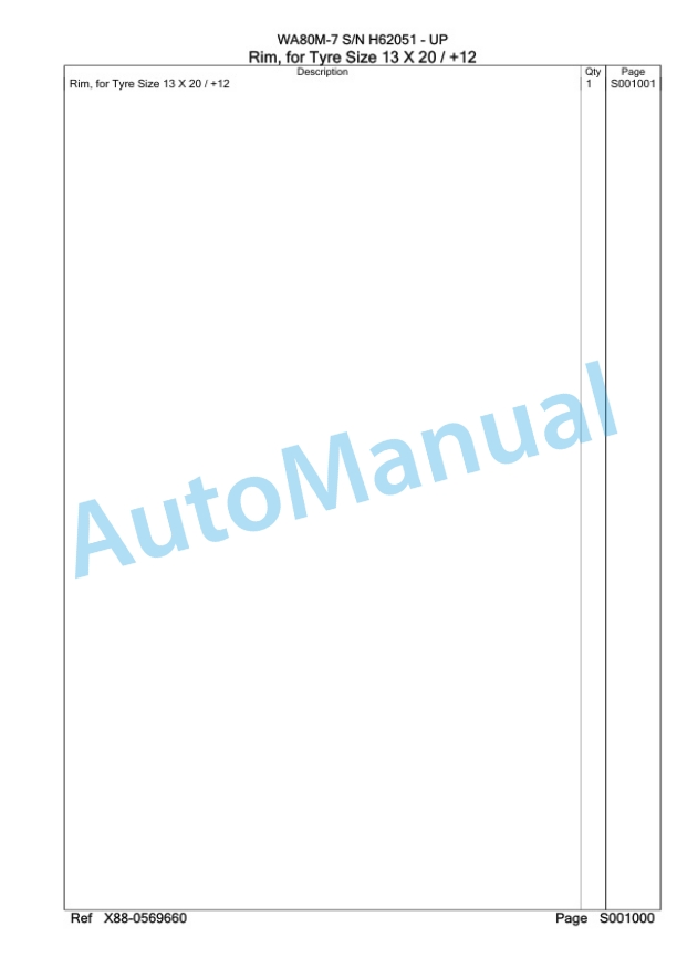 Komatsu WA80M-7 Wheel Loader Parts Manual WA00002H-5