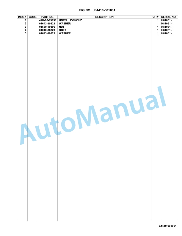 Komatsu WA80M-8E0 Parts Catalog H81051-UP-2