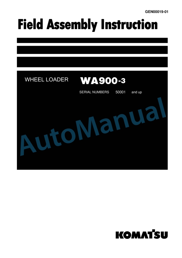 Komatsu WA900-3 Wheel Loader Field Assembly Instruction GEN00019-01