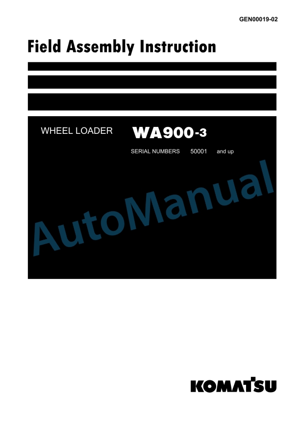 Komatsu WA900-3 Wheel Loader Field Assembly Instruction GEN00019-02