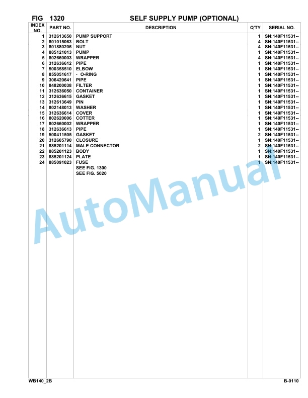 Komatsu WB140-2 Backhoe Loader Parts Manual 140F11531-UP-2