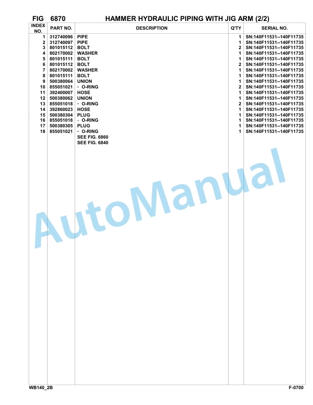 Komatsu WB140-2 Backhoe Loader Parts Manual 140F11531-UP-5