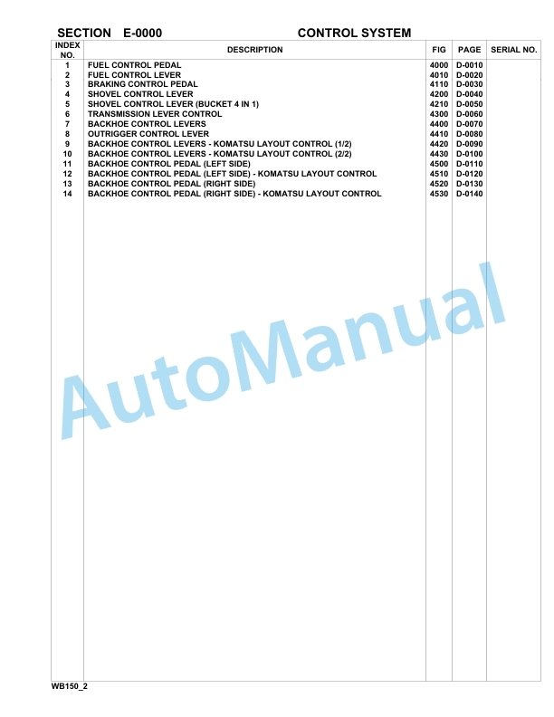 Komatsu WB150-2 Backhoe Loader Parts Manual 150F10001-UP-3
