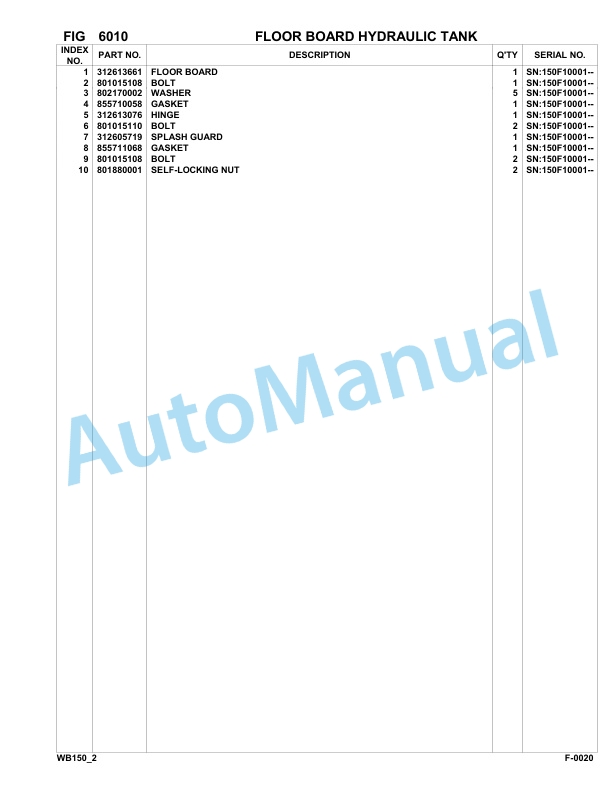 Komatsu WB150-2 Backhoe Loader Parts Manual 150F10001-UP-4
