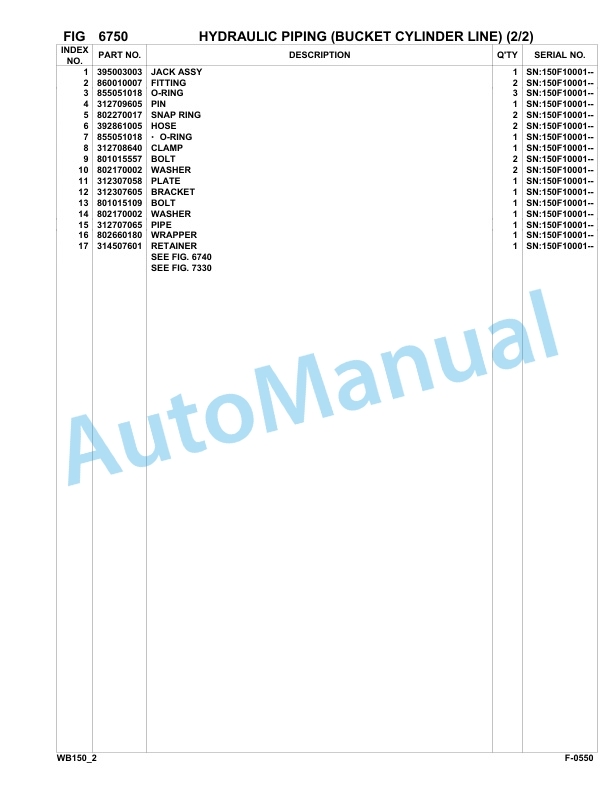 Komatsu WB150-2 Backhoe Loader Parts Manual 150F10001-UP-5