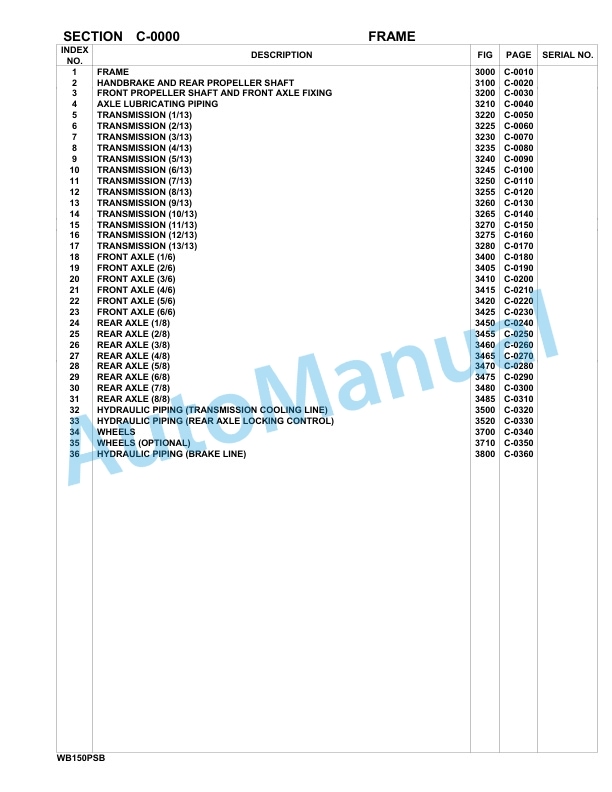 Komatsu WB150PS-2 Backhoe Loader Parts Manual 150F50032-up-2