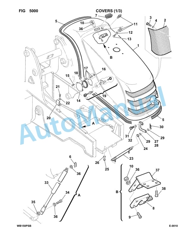 Komatsu WB150PS-2 Backhoe Loader Parts Manual 150F50032-up-3