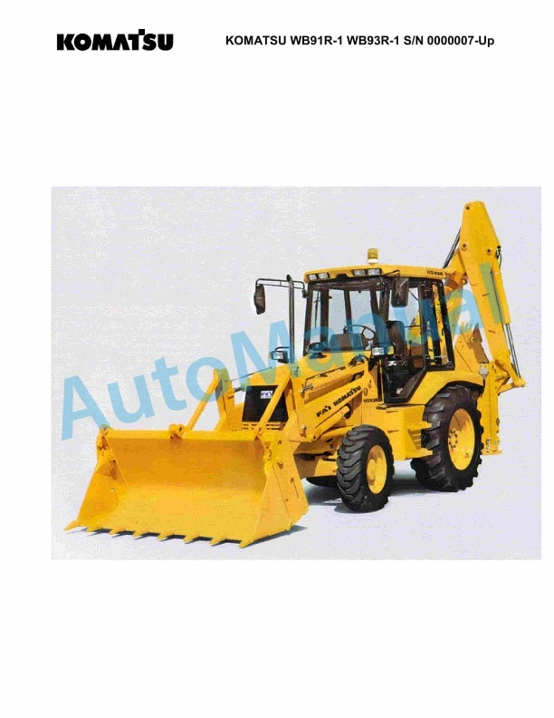 Komatsu WB91R-1, WB93R-1 Backhoe Loader Parts Manual 0000007-UP