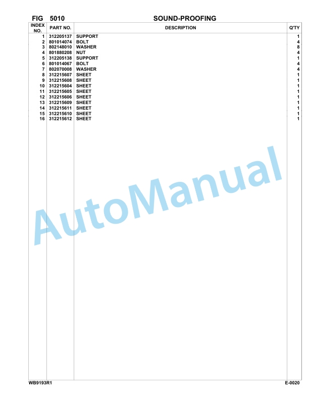 Komatsu WB91R-1, WB93R-1 Backhoe Loader Parts Manual 0000007-UP-4